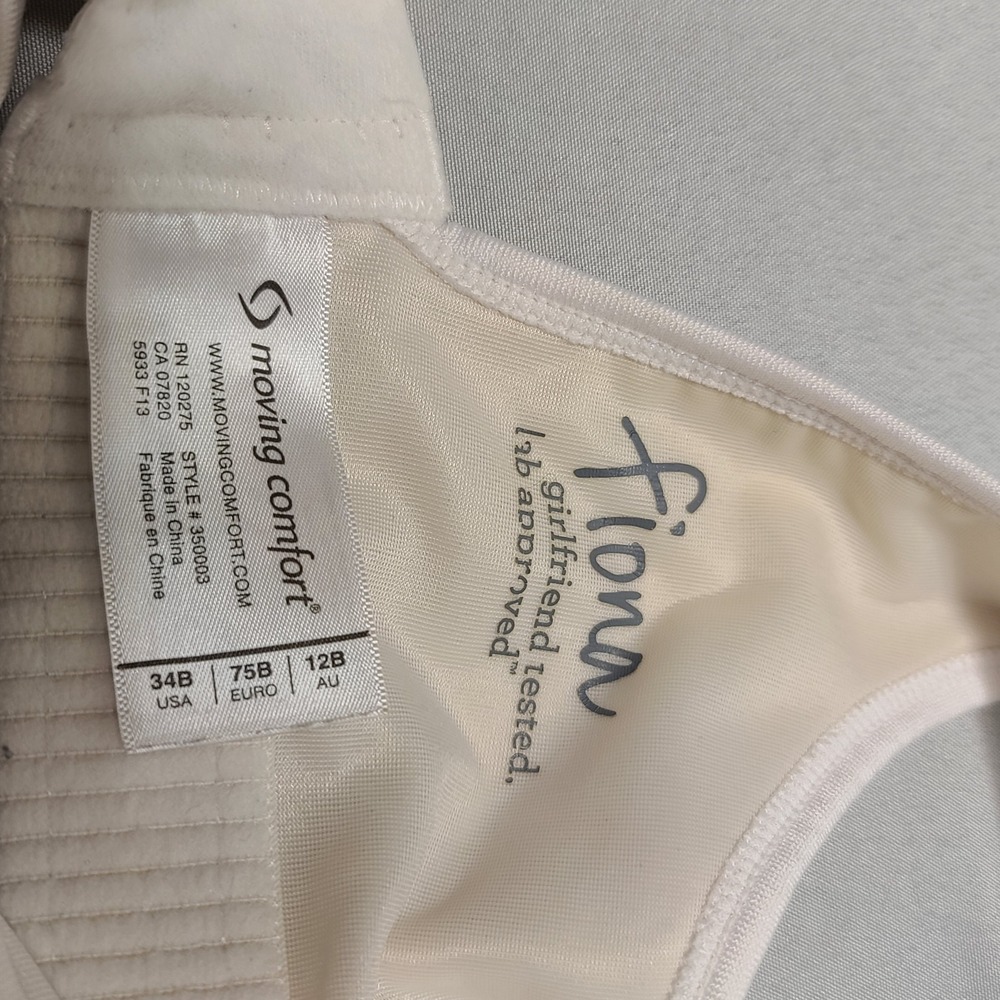Moving Comfort Fiona Sports Bra Women 34B White High Impact Adjustable Strap - Picture 6 of 8